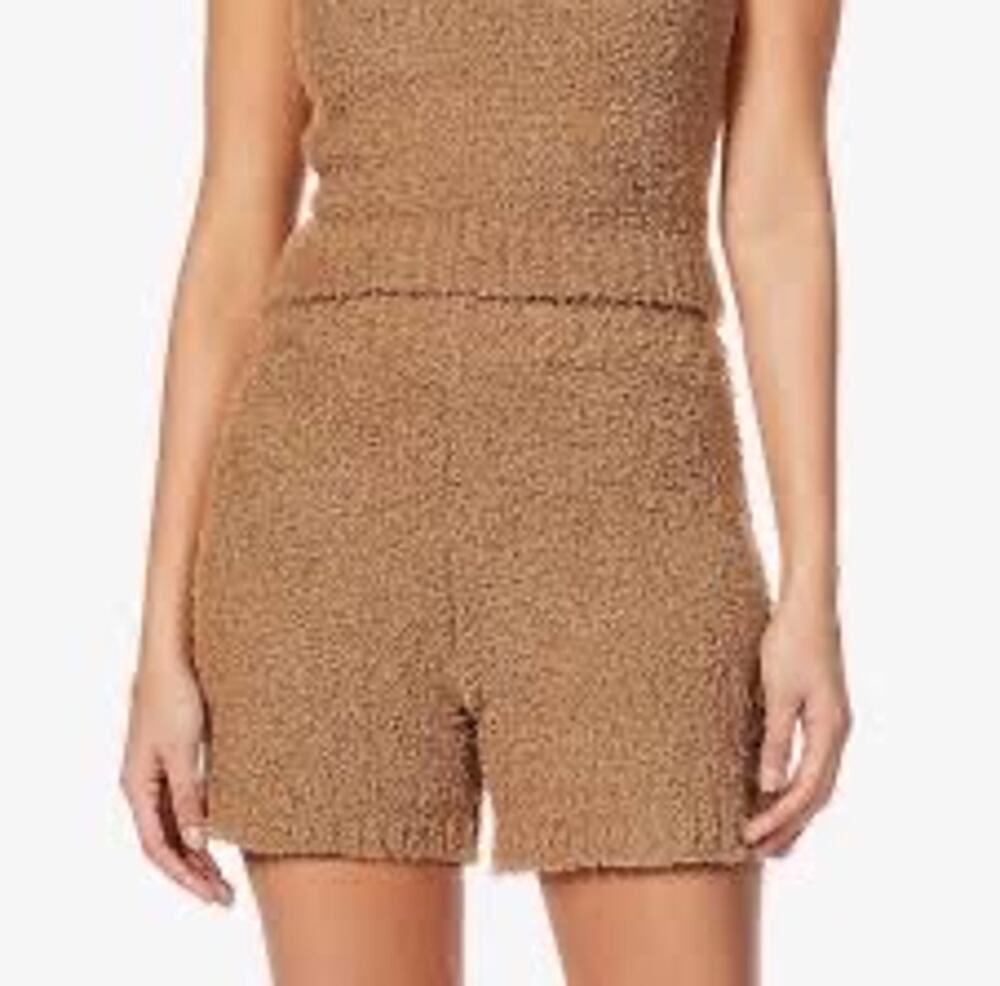 SKIMS Cozy Knit high-waisted boucle shorts caramel size S/M